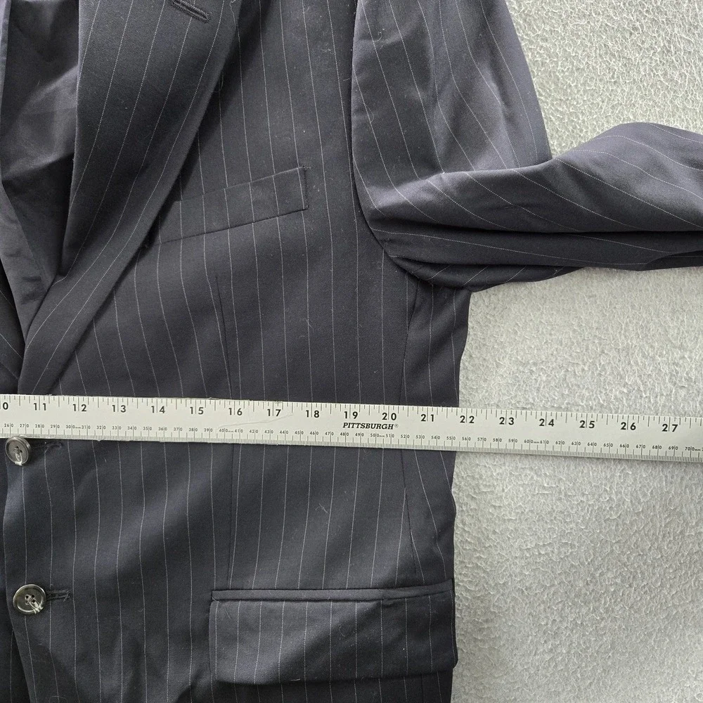VINTAGE‎ Lauren Ralph Men Blazer 44S Navy Wool Pinstripe Suit Made In Canada